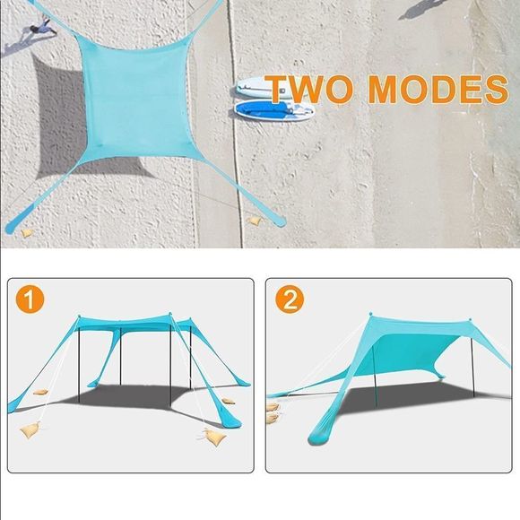 Beach Tent Sun Shelter UPF50+ with Sand Shovel, Ground Pegs and Stability - Picture 8 of 11